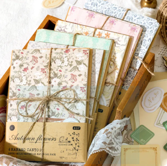 Mr. Paper Vintage Plants DIY Notebook 6 Style Multi-purpose Background Paper Korean Room Decoration Stationery
