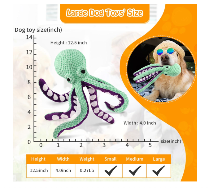 Stuffed Dog Toys for Large Dogs, Cute Plush Dog Toys for Small/Medium/Large Pets to Play