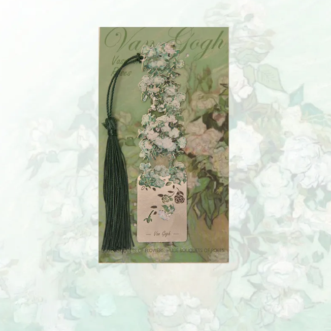 Floral Metal Bookmark Hollow Retro Metal Floral Bookmark Bronzing Painting Tassel Bookmark for Book Lovers Readers Writers Students Gifts