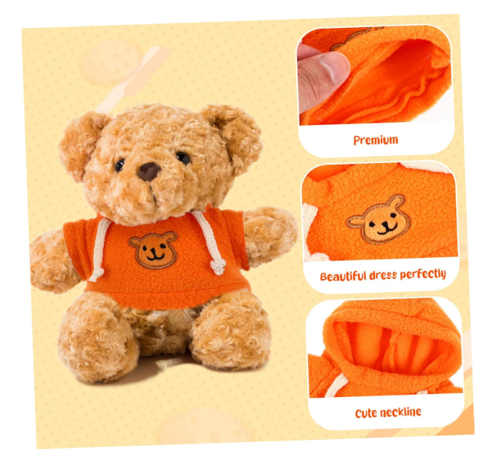 Milisten 2pcs Bear Doll Clothes Soft Hoodie Accessories for Stuffed Bears