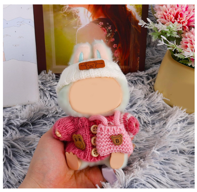 3pcs Clothes Outfit for 17cm Dolls, Adorable Pink White Doll