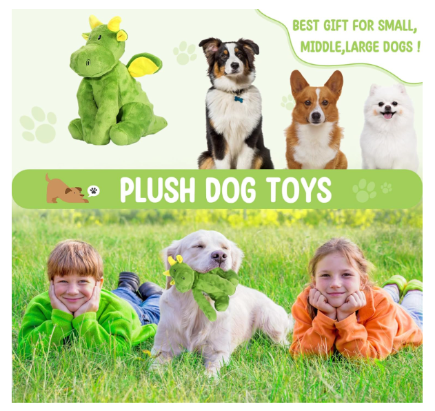 Squeaky Dog Toys Plush Dog Toy with Crinkle Paper Stuffed Durable Dog Chew Toys