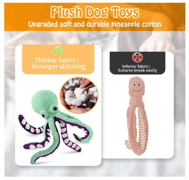 Stuffed Dog Toys for Large Dogs, Cute Plush Dog Toys for Small/Medium/Large Pets to Play